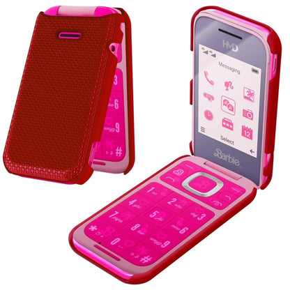 For HMD Barbie Flip Dual Layer Slim & Tough Hybrid Shockproof Heavy Duty Rubber TPU Matte with Textured Rugged Shell Protection Case Cover