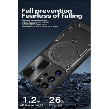 For Samsung Galaxy A26 Hybrid Shockproof with Magnetic Ring Stand, Compatible with Magsafe & Sliding Camera Lens Protector Case Cover