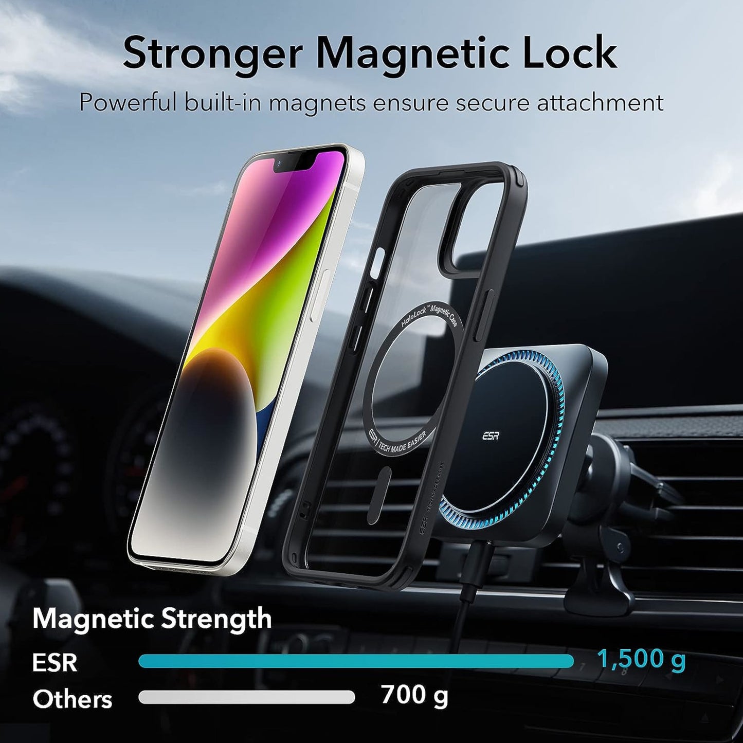 For Apple iPhone 15 Pro (6.1") Magnetic Compatible with Magsafe Wireless Charger PC + TPU Hybrid Slim Transparent Purple Phone Case Cover