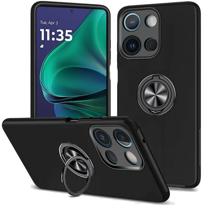 For Motorola Edge 2025 Hybrid 360 Degree Rotatable Metal Invisible Ring Stand Holder Slim Fit Magnetic Car Mount Shockproof Case Cover