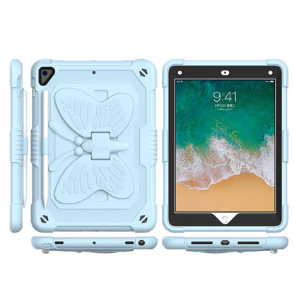 For Butterfly Wings Kickstand 3in1 Tough Hybrid with Pencil Holder Heavy Duty Rugged Shockproof Full Protective Light Blue Tablet Case Cover