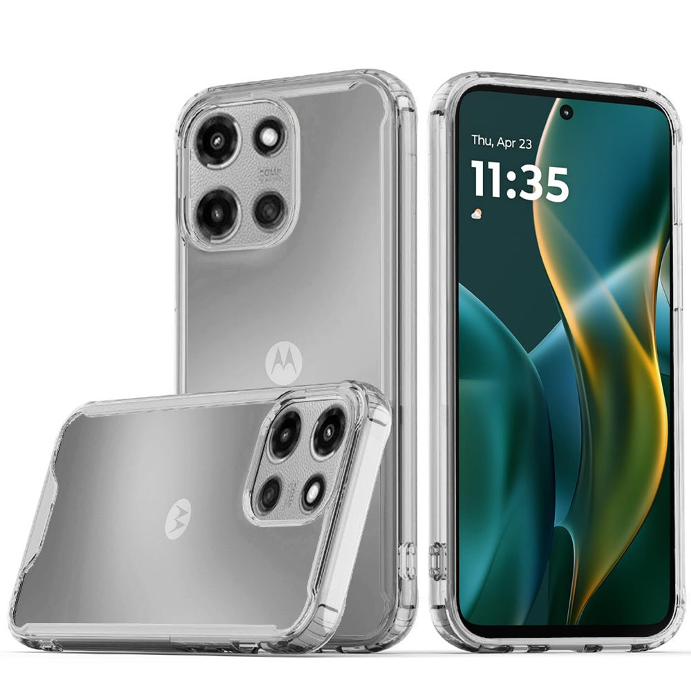 For Motorola Moto G Stylus 5G 2025 Clear Colored Shockproof Transparent Hard PC + Rubber TPU Hybrid Bumper Shell Slim Protective Case Cover Clear