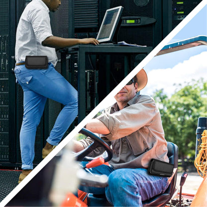 For Apple iPhone 16 Plus (6.7") Universal Leather Belt Holster Horizontal Pouch Phone Holder with Belt Loop / Clip Waistband (X-Large) Cover [Black]