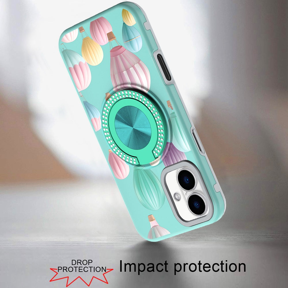 For Samsung Galaxy S25 Fan Edition /Galaxy S25 FE Pattern Design Hybrid with Invisible Ring Stand & Magnetic Back, Shockproof Protective Grip Case Cover