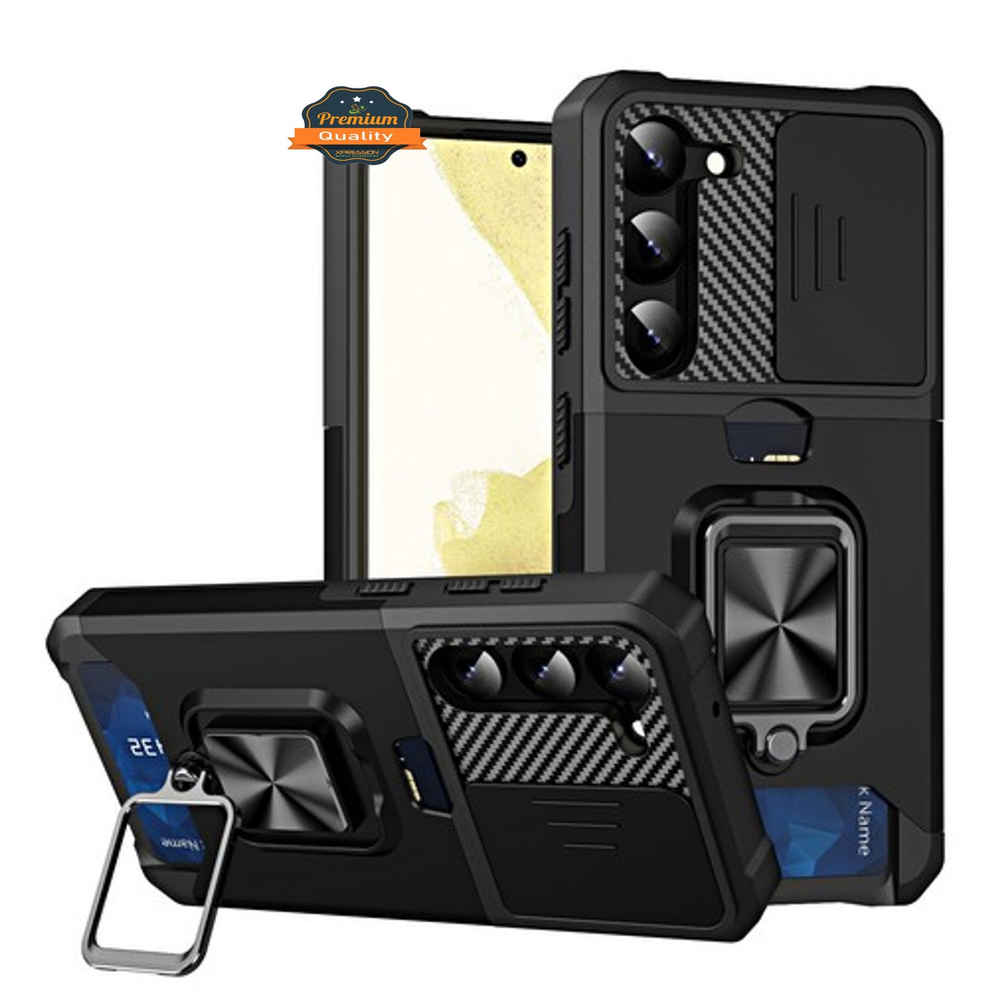 For Samsung Galaxy A36 Wallet Case with Slide Camera Protector, Credit Card Slot, Ring Sand, Magnetic Car Mount Case Cover