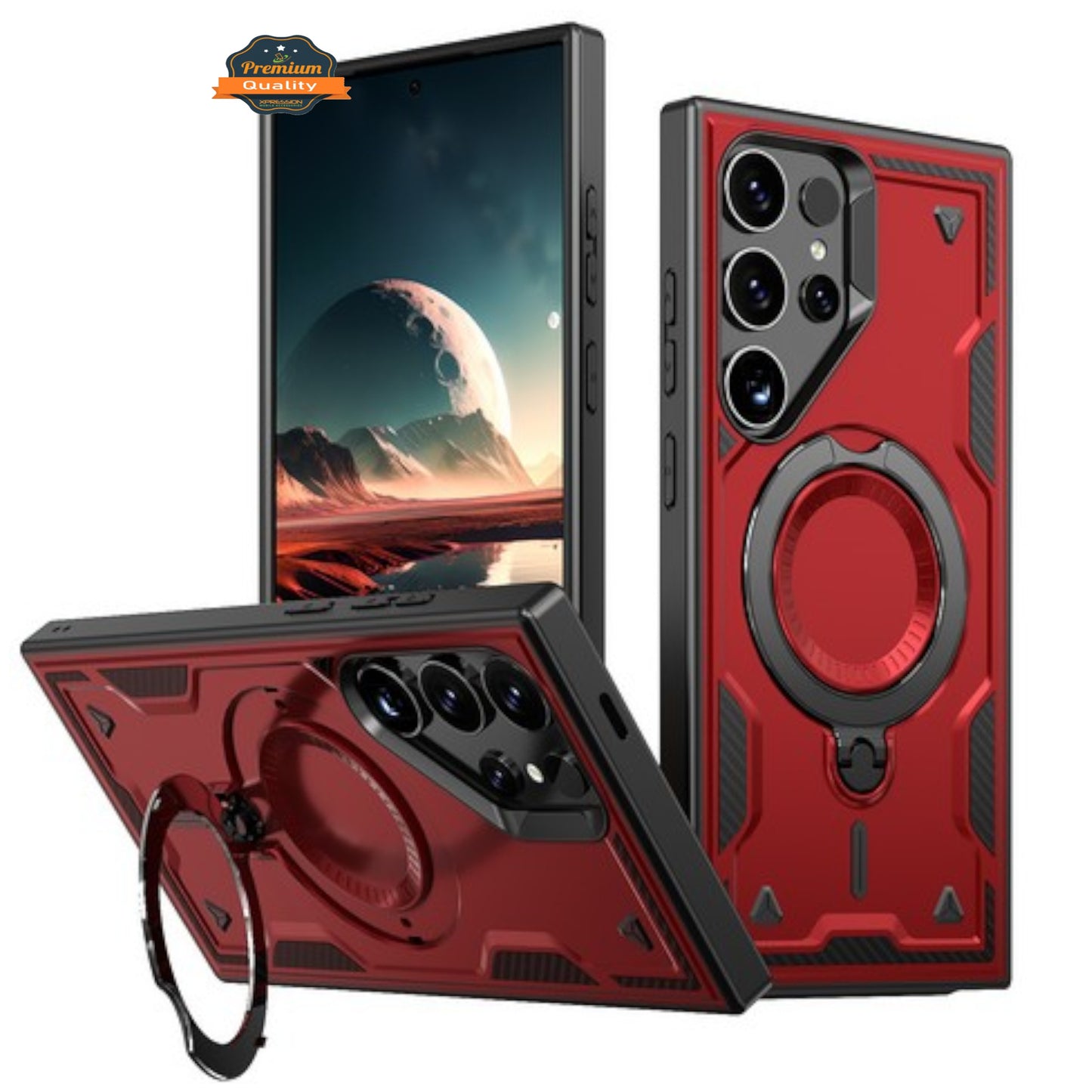 For Apple iPhone 17 Ring Holder Military-Grade Shockproof, Magnetic Kickstand, Large Twisting Compatible with MagSafe Case Cover
