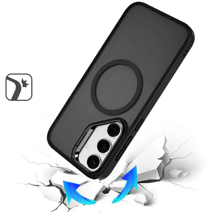 For Motorola Moto G Stylus 5G 2025 Heavy Duty Metallic Hybrid Tough TPU with Camera Ring Stand, MagSafe Compatible, Rugged Drop Protection Case Cover