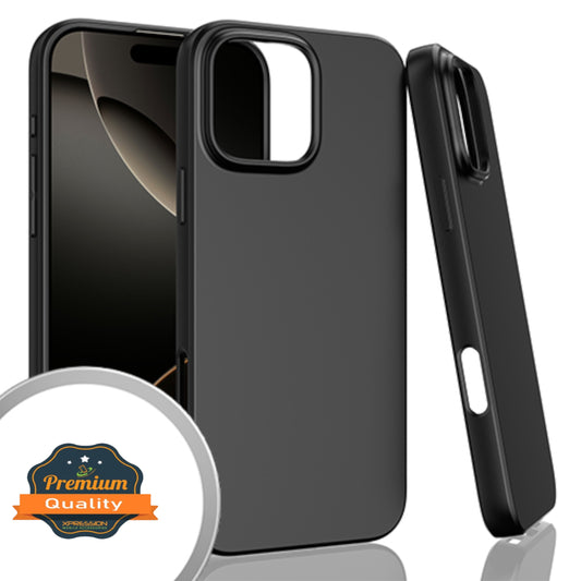 For Apple iPhone 16 Pro (6.3") Slim Thin Silicone Soft Skin Flexible TPU Gel Rubber Candy Gummy Protective Hybrid Case Cover Black