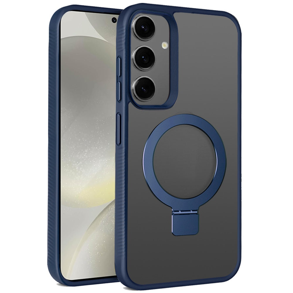 For Samsung Galaxy S25+ /S25 Plus /S24+ Plus Magnetic Circle Kickstand with MagSafe Compatibility, Matte Skin, Rugged Bumper, and Ring Holder Case Cover