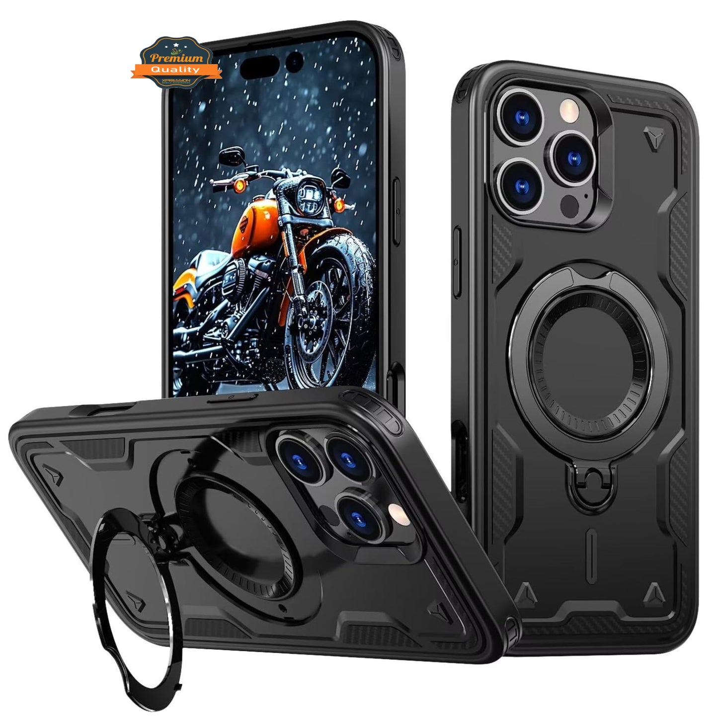 For Apple iPhone 17 Ring Holder Military-Grade Shockproof, Magnetic Kickstand, Large Twisting Compatible with MagSafe Case Cover