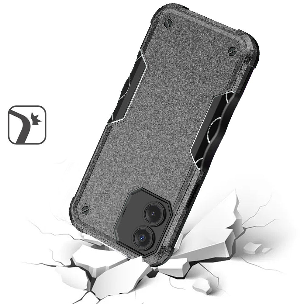 For Apple iPhone 16e Slim Fit Back Hybrid Lightweight Shockproof 2-in-1 Hybrid Hard PC Bumper Frame Armor Protection Case Cover Gray