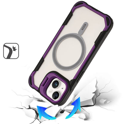 For Apple iPhone 15 Pro Max Magnetic Circle Hybrid with Camera Stand, Compatible with MagSafe, Shockproof Protective Case Cover