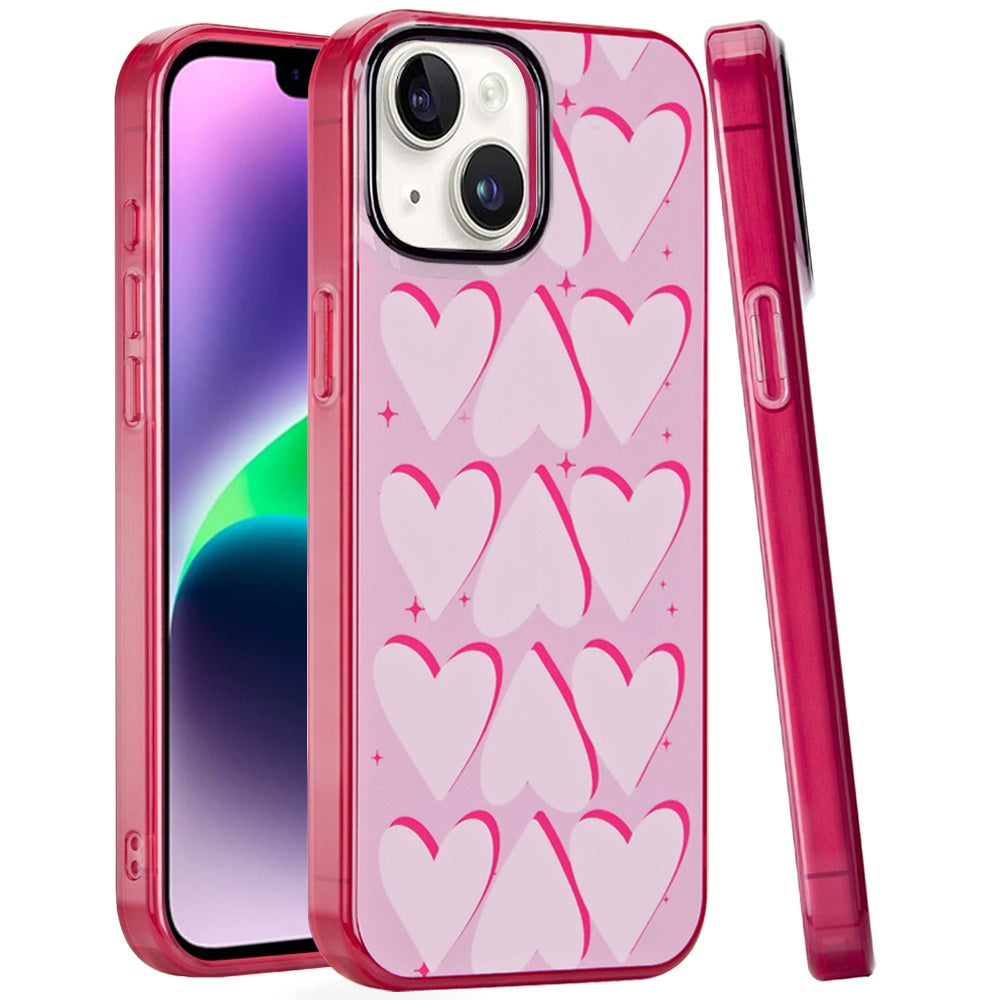 For Apple iPhone 15 Fashion Layer Design Slim IMD TPU Protective, Shockproof Hybrid Stylish Durable Hard PC Case Cover