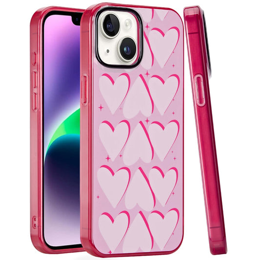 For Apple iPhone 15 Fashion Layer Design Slim IMD TPU Protective, Shockproof Hybrid Stylish Durable Hard PC Case Cover