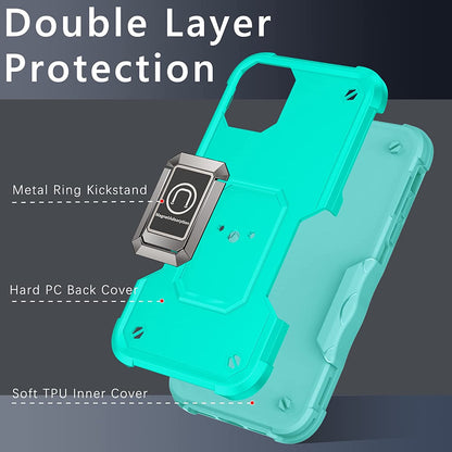 For Gabb Phone 4 Pro Heavy Duty Hybrid 2in1 Hard PC & TPU Rugged Bumper Shockproof with Magnetic Ring Kickstand Case Cover Blue