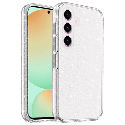 For Samsung Galaxy S24 FE /Fan Edition Transparent Crystal Glitter Shiny Sparkle Bling TPU Rubber Hard PC Back Hybrid Armor Frame Case Cover