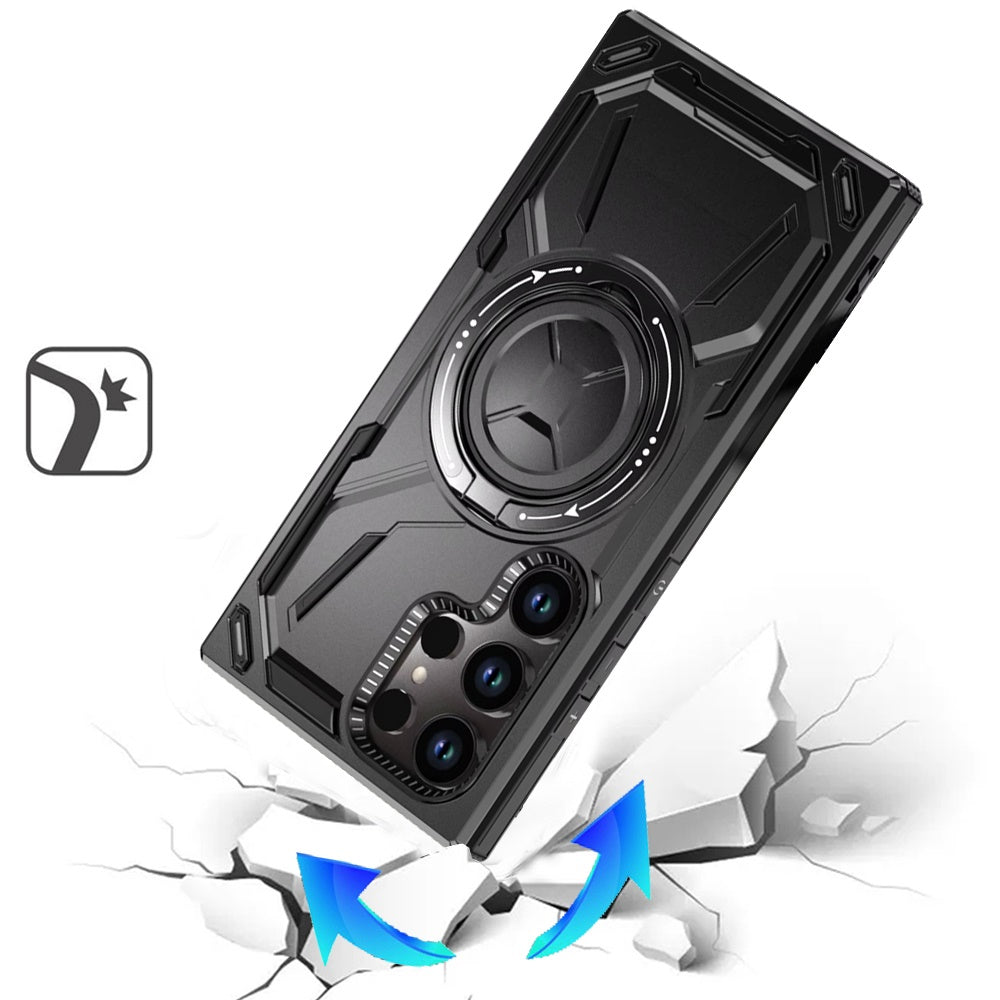 For Apple iPhone 15 Pro Max Hybrid Magnetic Ring and 360° Rotational Kickstand with MagSafe Compatible, Military Grade Drop Protection Case Cover