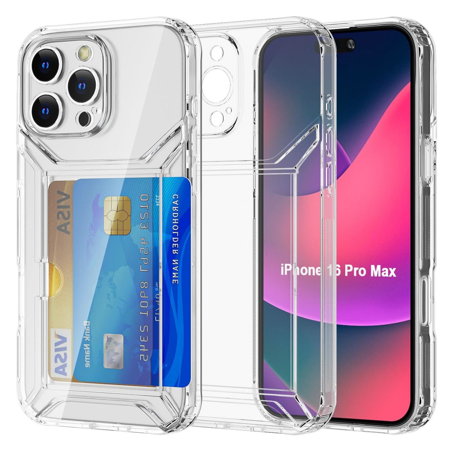 For Apple iPhone 17 AIR Acrylic TPU Clear Case Hold 2 Credit Card Slots, Slim Protective Wallet Cover Silicone Hybrid Case Cover Clear