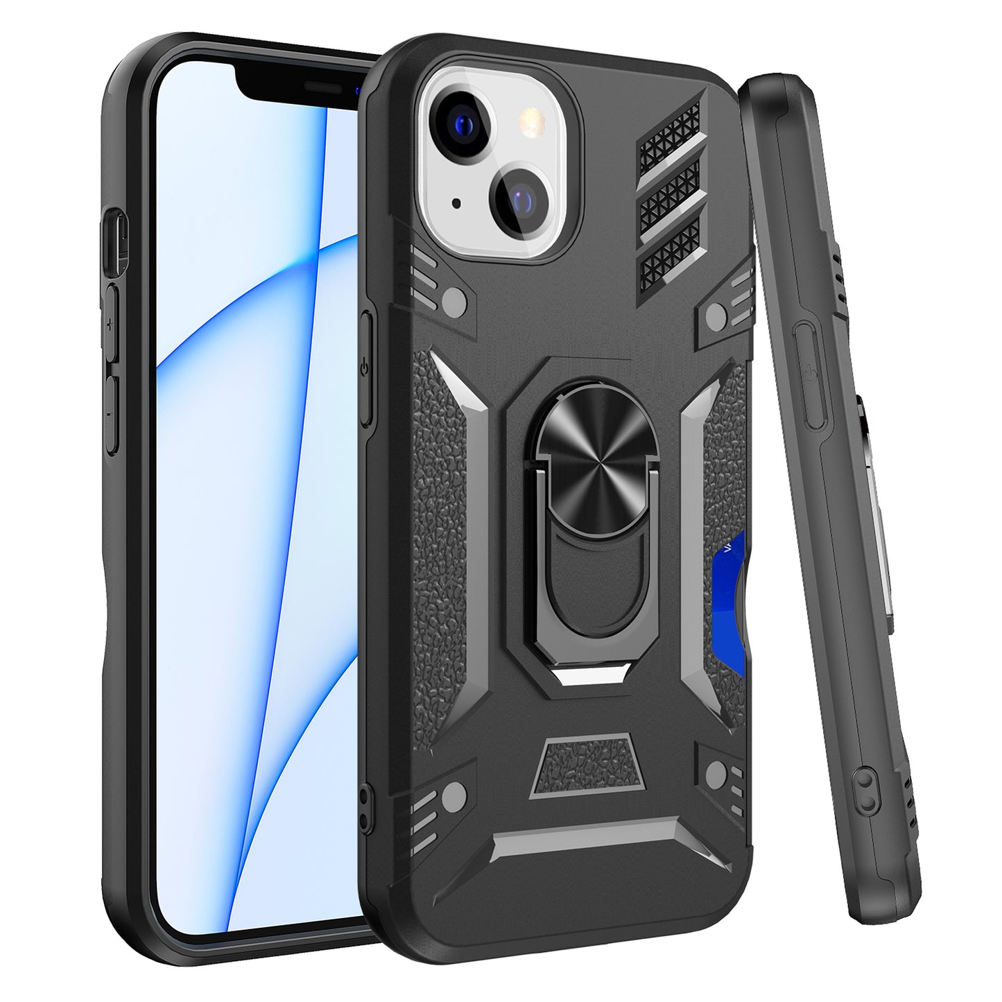 For Gabb Phone 4 Pro Invisible back Wallet Credit Card Holder with Ring Stand Kickstand Heavy Duty Slim Shockproof Hybrid Case Cover