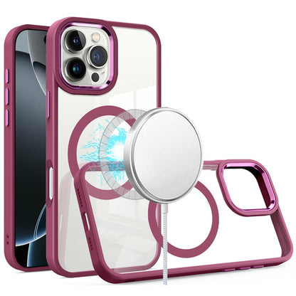 For Apple iPhone 16 Pro (6.3") MagSafe Compatible Transparent Greatest Clear Acrylic with Color Frame Thick Hybrid TPU Hard Case Cover