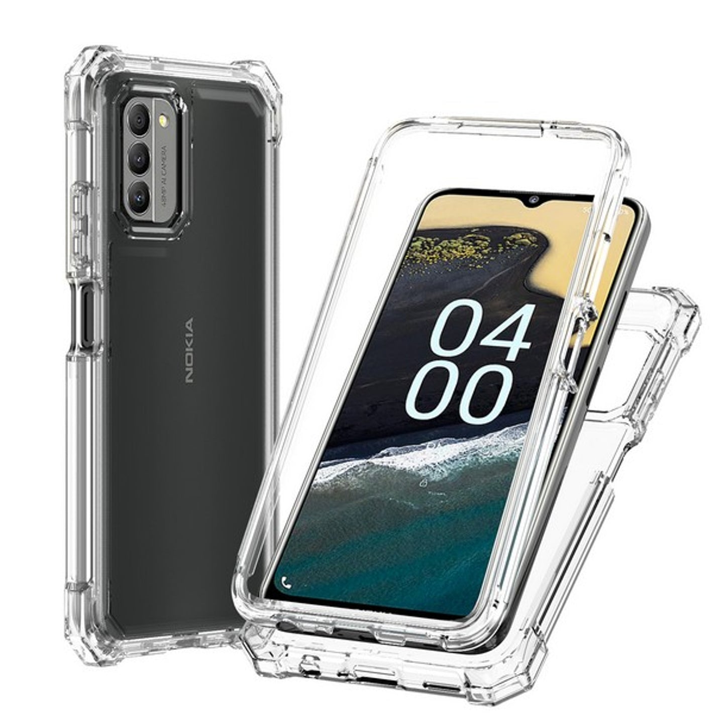 For TCL K24 /TCL K23 Hybrid 2in1 Front Bumper Frame Cover Square Edge Shockproof Soft TPU + Hard PC Anti-Slip Heavy Duty Case Cover Clear Transparent