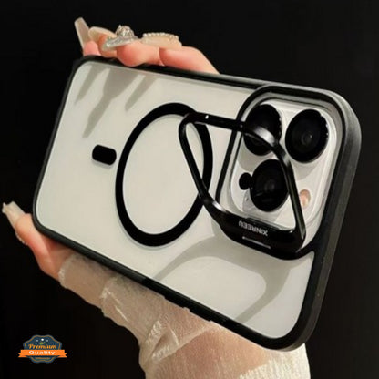 For Apple iPhone 17 Pro Clear Back Hybrid with MagSafe Compatible Metal Camera Stand Colorful Bumper Frame Shockproof Case Cover