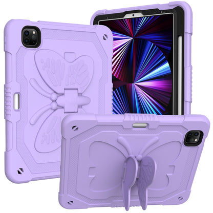 For Butterfly Wings Kickstand 3in1 Tough Hybrid with Pencil Holder Heavy Duty Rugged Shockproof Full Protective Purple Tablet Case Cover