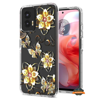 For Motorola Moto G Stylus 5G 2025 Hybrid Clear Frame with Trendy Pattern Design, Shockproof Hard Back & TPU Rubber Case Cover