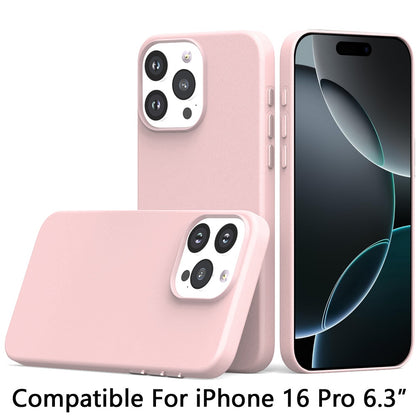 For Apple iPhone 16 Pro (6.3") PU Leather with inner Magnetic Circle Compatible with MagSafe, Rubber TPU Colored Metal Buttons Case Cover