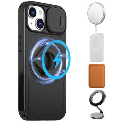 For Apple iPhone 14 Pro Max Full Coverage with Camera Window, Magnetic Circle, Rotatable Ring Stand, MagSafe Compatible, Shockproof Hybrid Protectiv Case Cover