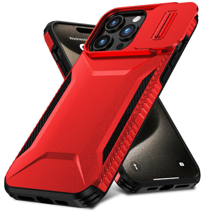 Apple iPhone 16 (6.1") Slim Fit Shockproof Hybrid with Slide Camera Window Covering, Rugged Tpu Silicone Hard PC Bumper