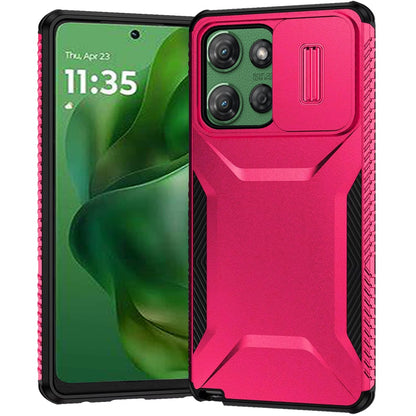 For Motorola Edge 2025 Slim Fit Shockproof Hybrid with Slide Camera Window Covering, Rugged Tpu Silicone Hard PC Bumper Case Cover