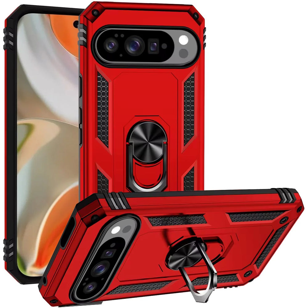 For Google Pixel 10 Pro XL Hybrid Shockproof Durable 360 Degree Rotatable Ring Stand Holder Kickstand Fit Magnetic Car Mount Case Cover