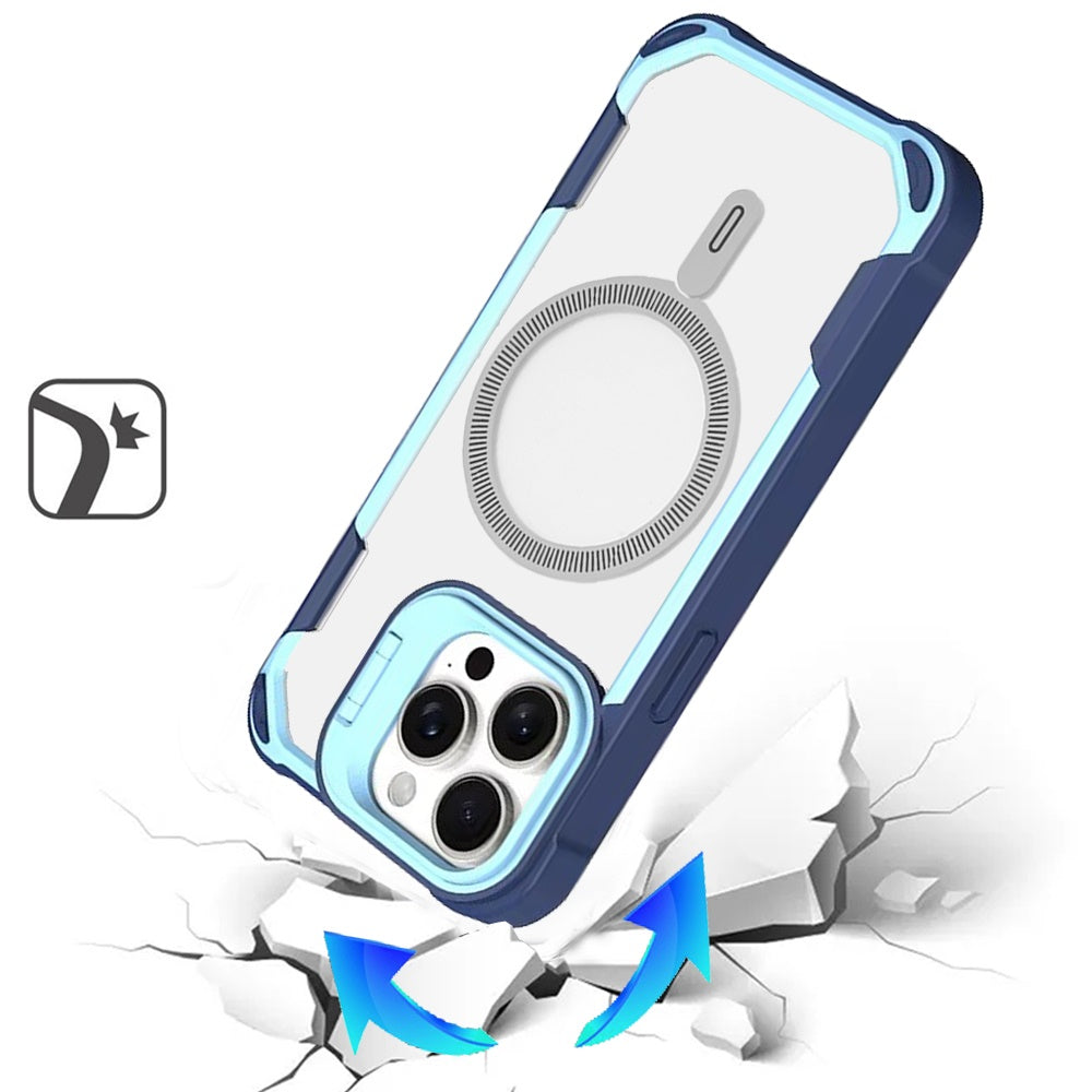 For Apple iPhone 16 (6.1") Magnetic Circle Hybrid with Camera Stand, Compatible with MagSafe, Shockproof Protective Case Cover