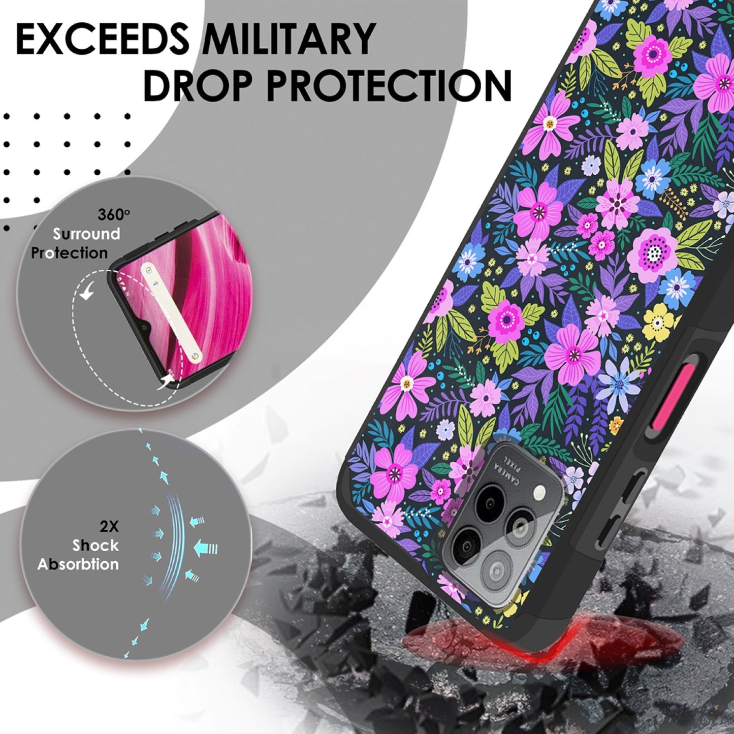 For Samsung Galaxy A36 Fashion Graphic Design Hybrid 2in1 Tough Strong Hard PC TPU Frame, Magnet Mount Friendly, Shockproof Protection Case Cover Mystical Floral Boom