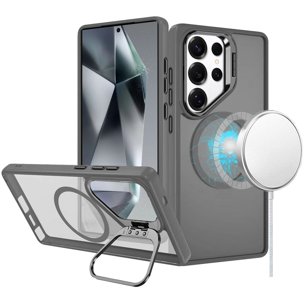 For Samsung Galaxy S25+ /S25 Plus /S24+ Plus Heavy Duty Metallic Hybrid Tough TPU with Camera Ring Stand, MagSafe Compatible, Rugged Drop Protection Case Cover