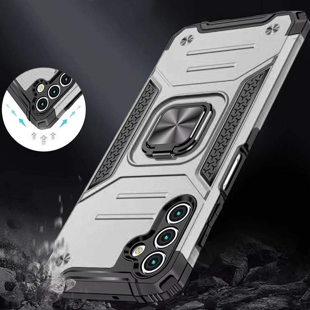 For Samsung Galaxy A36 Armor Hybrid Magnetic Stand with Ring Holder Kickstand Shockproof Heavy-Duty Durable Rugged TPU Dual Layer Case Cover