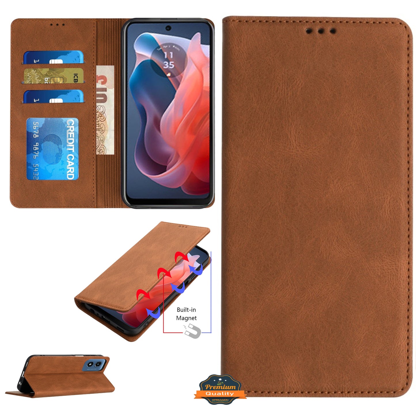 For Samsung Galaxy A36 Wallet Pouch with Credit Card Holder Flip, Magnetic Closure Vegan Leather and Stand Case Cover
