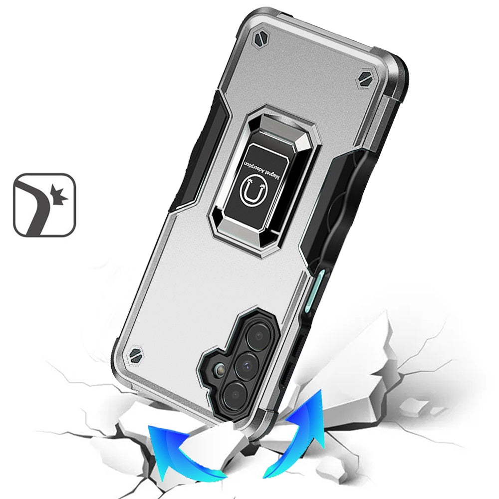For Samsung Galaxy A17 5G Hybrid Stand Magnetic Ring Holder Kickstand Heavy Duty Rugged Drop Silicone & Hard PC Shockproof Case Cover