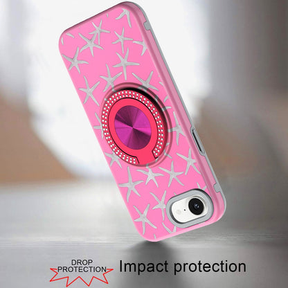 For Samsung Galaxy A36 Pattern Design Hybrid with Invisible Ring Stand & Magnetic Back, Shockproof Protective Grip Case Cover