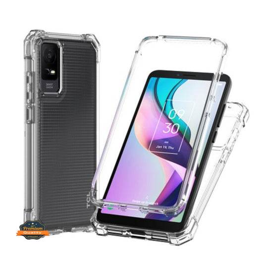 For TCL K24 /TCL K23 Hybrid 2in1 Front Bumper Frame Cover Square Edge Shockproof Soft TPU + Hard PC Anti-Slip Heavy Duty Case Cover Clear Transparent