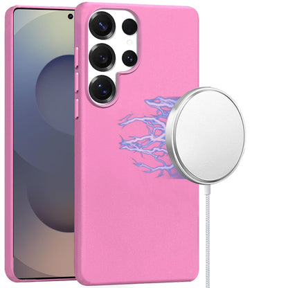 For Samsung Galaxy S25 Ultra MagSafe Compatible Original Invisible Circle PU Leather Hybrid with Colored Metal Buttons Case Cover