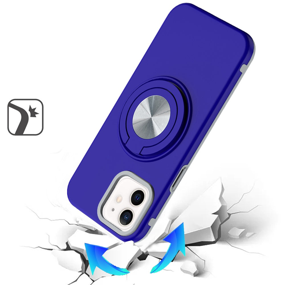 For Apple iPhone 14 Pro Max Metal Matte Hybrid with Invisible Rotational Ring Stand, Car Mount Friendly, Military Grade Slim Fit Sturdy Case Cover