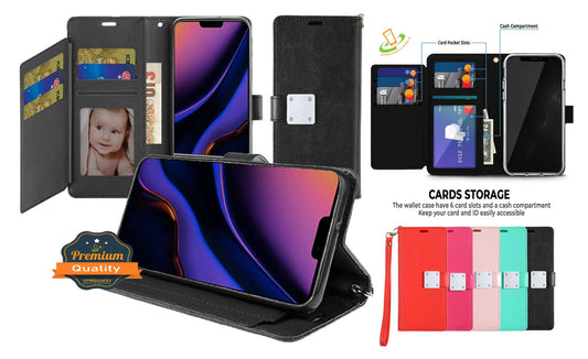 For Samsung Galaxy A16 5G Wallet PU Leather Credit Card ID Cash Holder Slot Dual Flip Pouch with Stand and Strap Case Cover