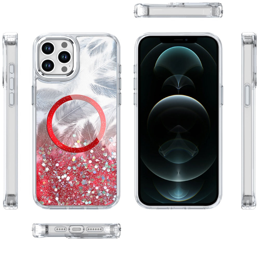 For Samsung Galaxy S25+ /S25 Plus /S24+ Plus Epoxy Glitter Shimmer Fashion Case with Magnetic Magsafe Compatible Hybrid Sparkling Slim Protective Case Cover