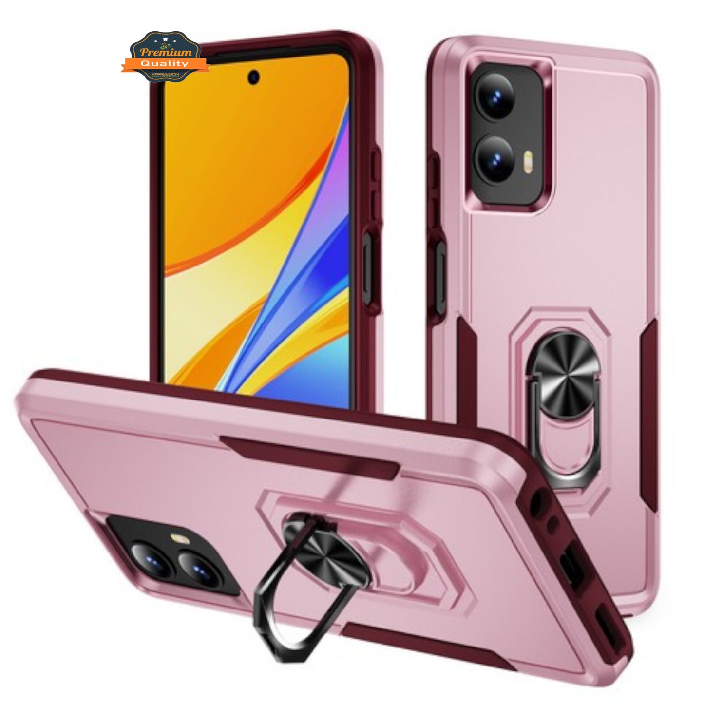 For Motorola Moto G Stylus 5G 2025 Heavy Duty Rugged Hybrid, Dual-Layer Shockproof Protection with Magnetic Ring Stand Holder Case Cover