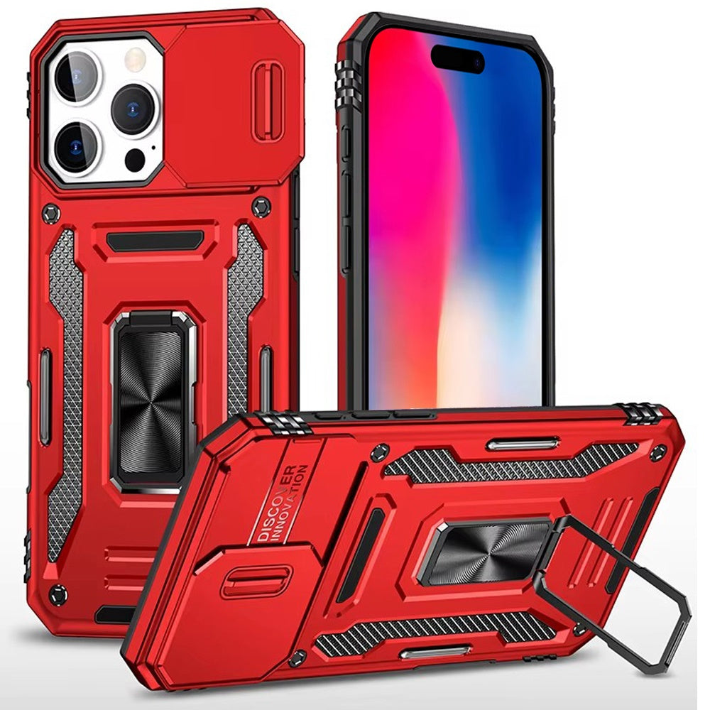 Apple iPhone 16 Pro Max (6.9") Hybrid Case with Rotation Ring Stand Shockproof & Camera Window TPU Armor Dropproof