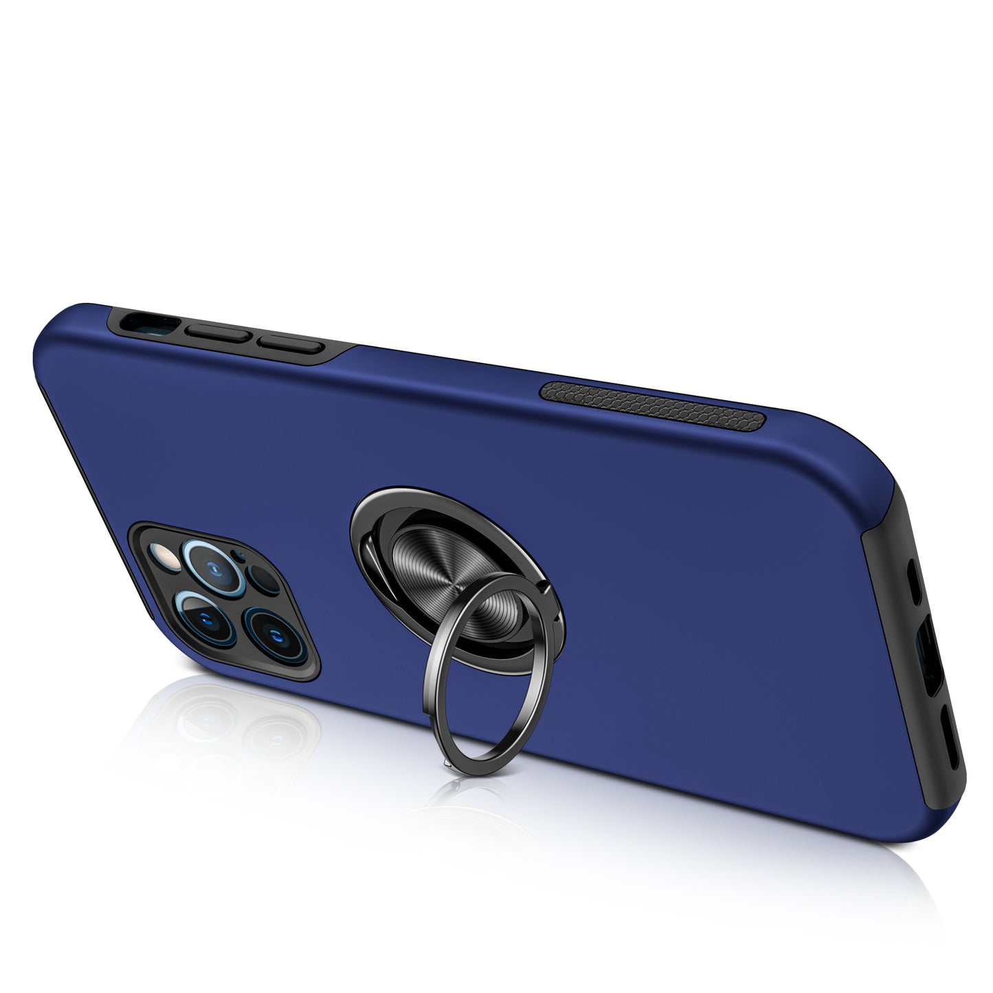 For Samsung Galaxy S21 FE /Fan Edition Hybrid 360 Degree Rotatable Metal Invisible Ring Stand Holder Slim Fit Magnetic Car Mount Shockproof Case Cover Blue