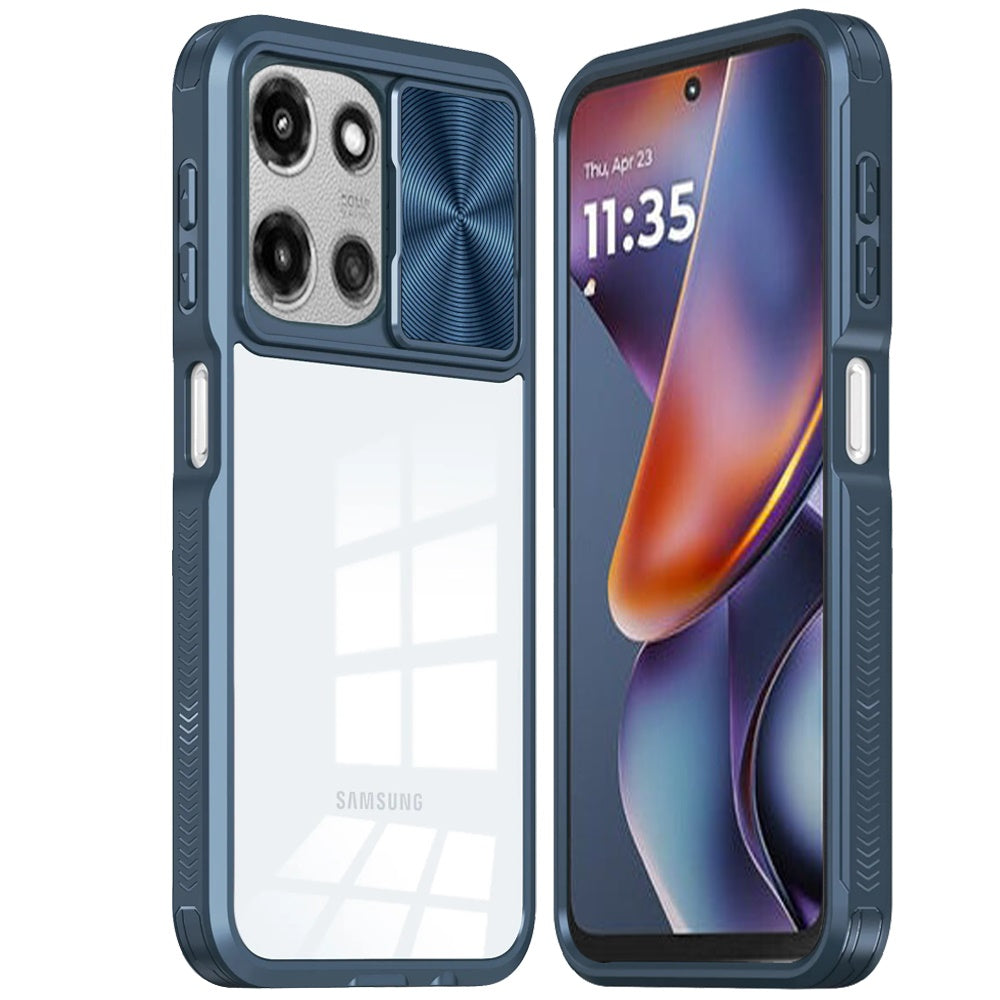 For Motorola Moto G 5G 2025 Hybrid Cases with Sliding Camera Cover Transparent Shockproof Bumper TPU Protective Case Cover