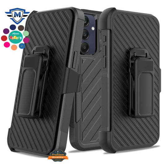 For Samsung Galaxy A26 Premium Tough Hybrid Case with Belt Clip Holster, Shockproof Rugged Design, Textured 2in1 Non-Slip Case Cover